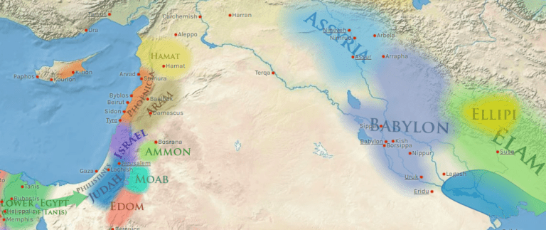 A map of 927 B.C. shows the kingdoms of Israel and Judah, as well as the surrounding kingdoms and tribes. (Photo: worldhistory.org)