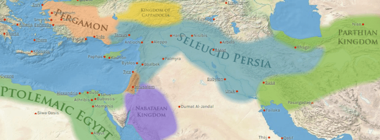 A map of 160 B.C. shows the Kingdom of Judah recaptured by Hasmonean Dynasty, as well as the surrounding kingdoms and tribes. (Photo: worldhistory.org)