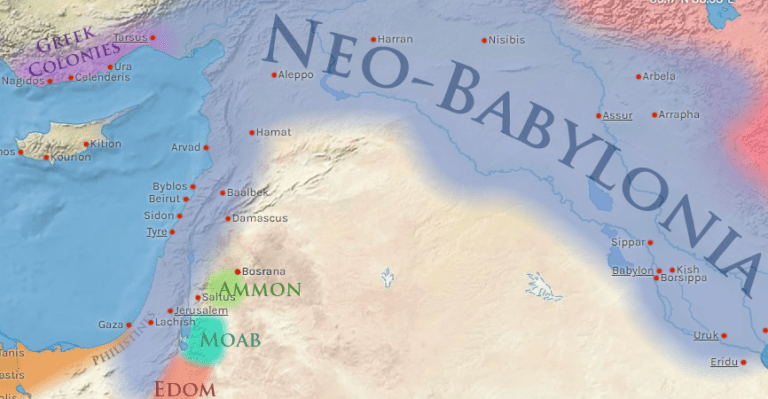 A map of 580 B.C. shows the dominance of the Babylonians, as well as the surrounding kingdoms and tribes. (Photo: worldhistory.org)