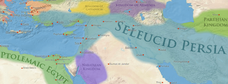 A map of 198 B.C. shows the Kingdom of Judah captured by Seleucid Persia, as well as the surrounding kingdoms and tribes. (Photo: worldhistory.org)