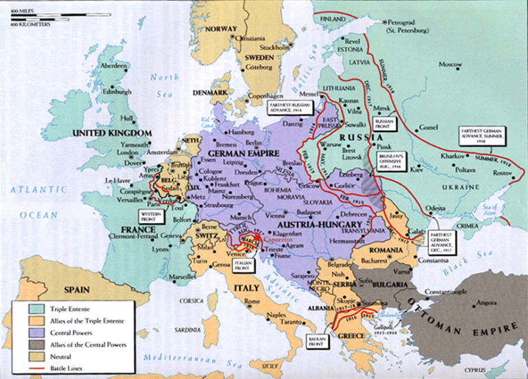 World War I in Europe (Photo: Donald Kagan et al. The Western Heritage Since 1300)