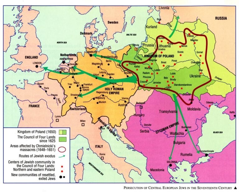 Persecution of Central European Jews in the 17th Century (Photo: The Penguin Atlas of Diasporas)