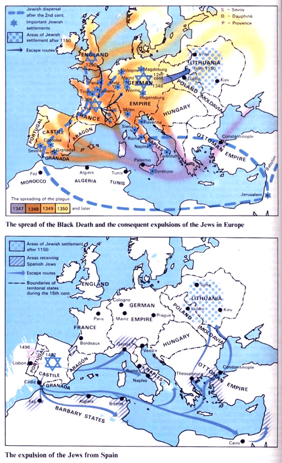 The Spread of Black Death and Consequent Expulsion of the Jews in Europe (Photo: The Penguin Atlas of World History Vol. 1)