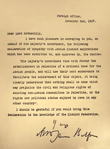 Photo: The Balfour Declaration