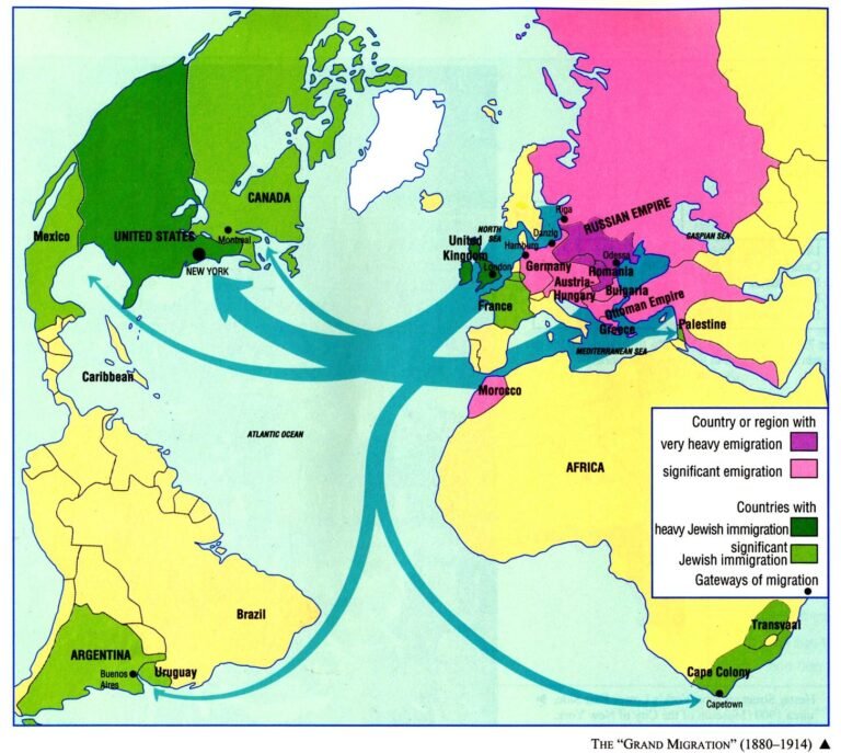 The Grand Jewish Migration, 1880-1914 (Photo: The Penguin Atlas of Diasporas)