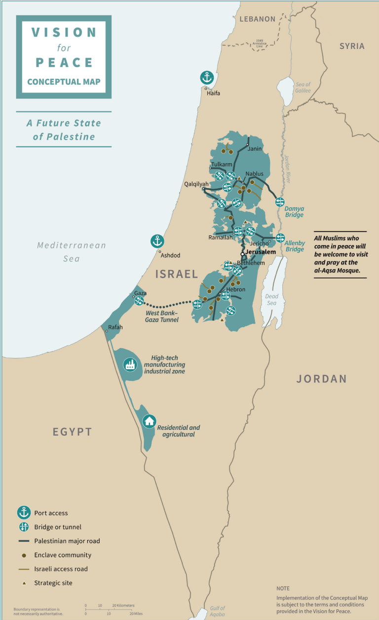 Trump’s Conceptual Map for the State of Palestine (Photo: Washington Institute)