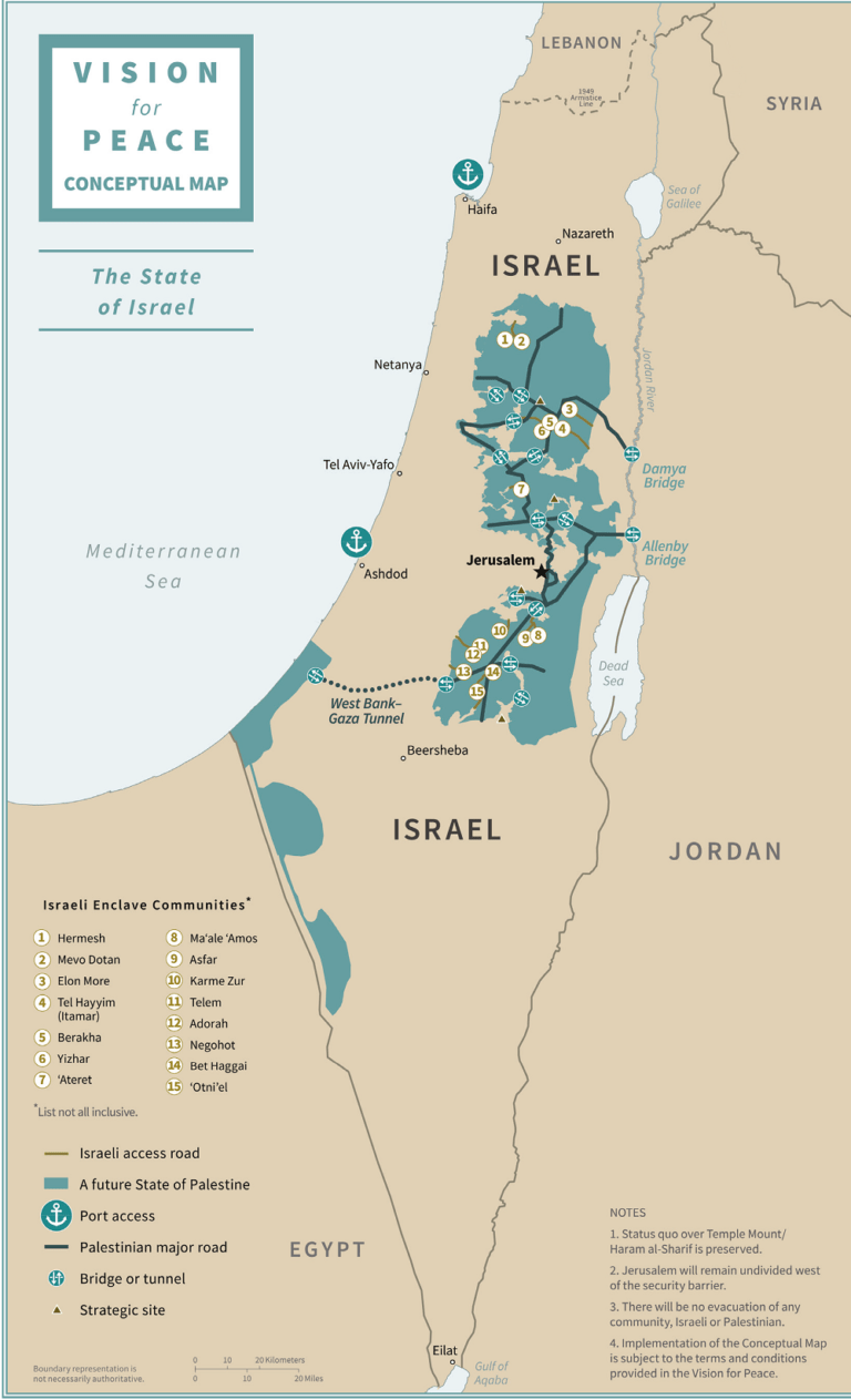 Trump’s Conceptual Map for the State of Isreal (Photo: Washington Institute)