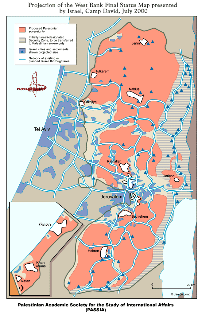 West Bank Maps Under Camp David Summit (Photo: Palestinian Academic Society for the Study of International Affairs)