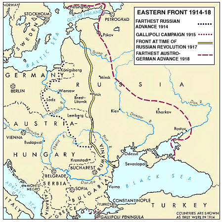 Eastern Front Map from 1914-18 (Photo: Alternatehistory)