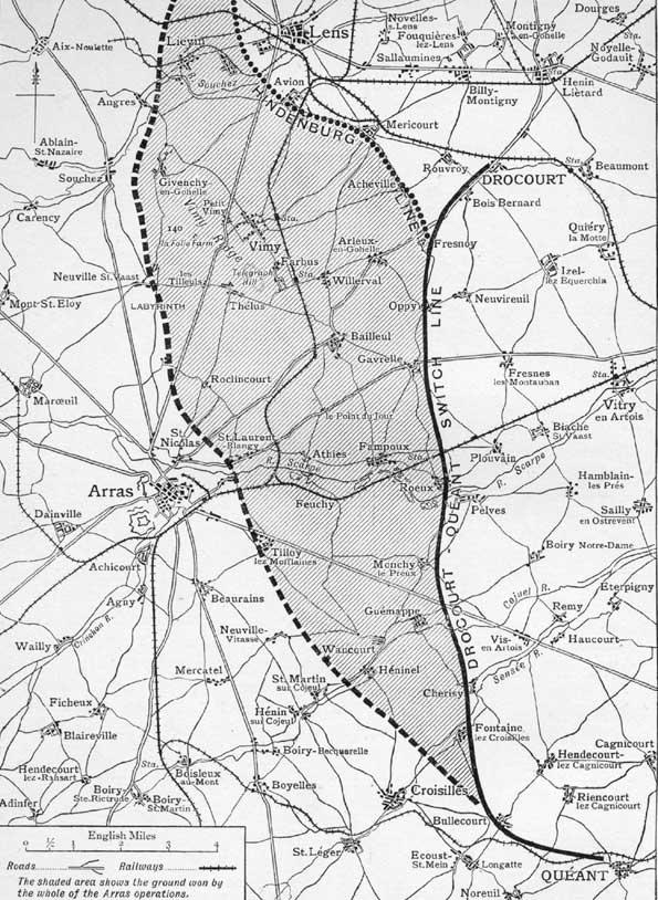 The Battle of Arras Map (Photo: The Long, Long Trail)