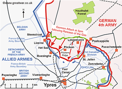 The Second Battle of Ypres Map (Photo: Greatwar.co.uk)