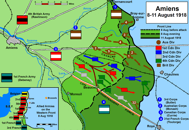 The Battle of Amiens Map (Photo: Canadiansoldiers.com)