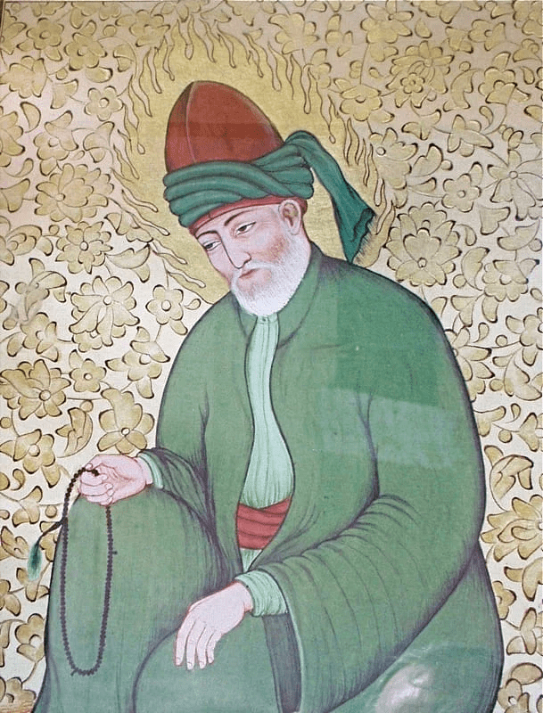 A painted picture of Persian poet Rumi at Rumi’s Shrine, Konya, Turkey (Painting by Don Del Castillo)